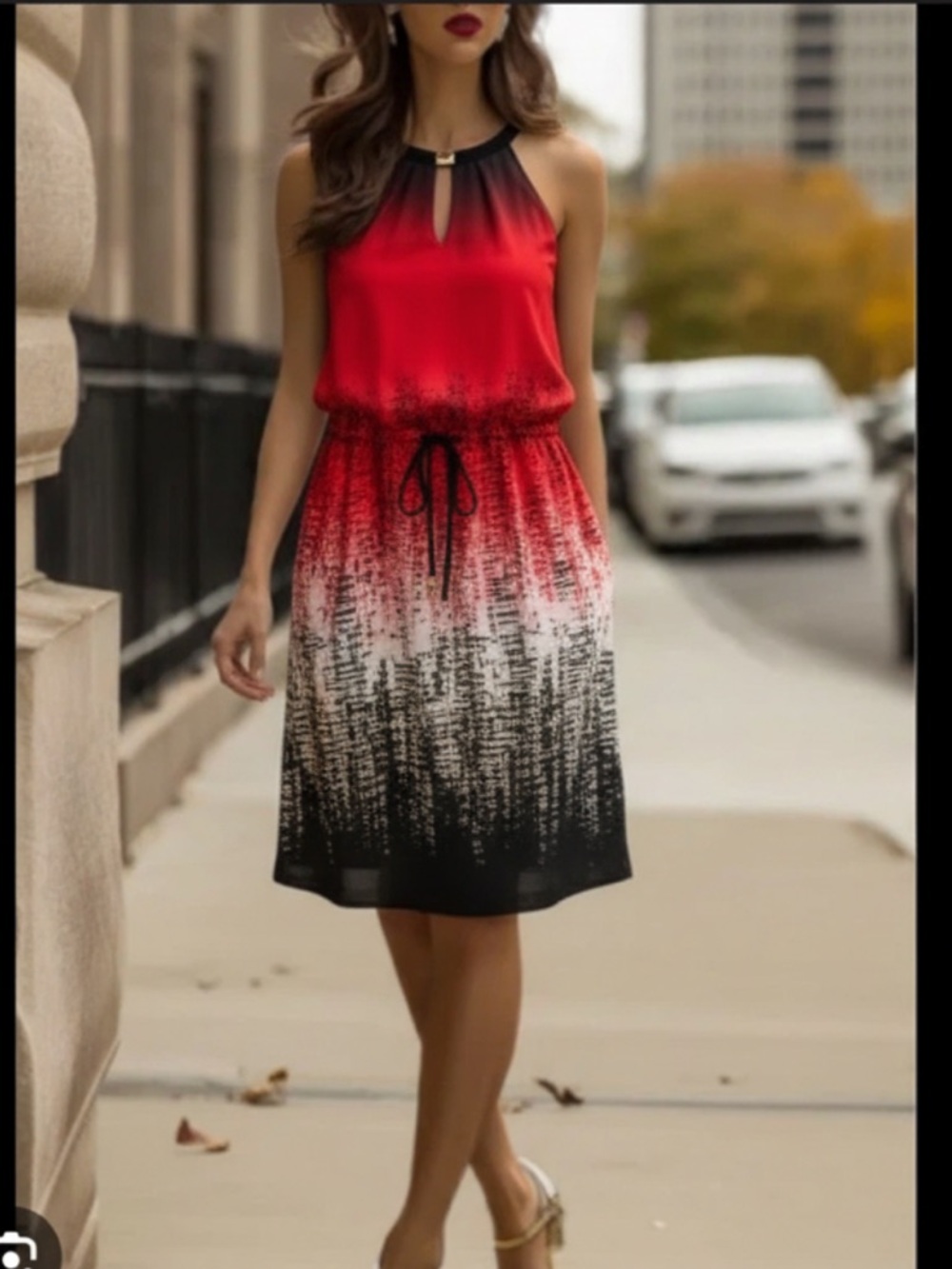 Calvin Klein Red to Black Ombre Halter Dress 🔥 Size 1X - Like New - Picture 2 of 9